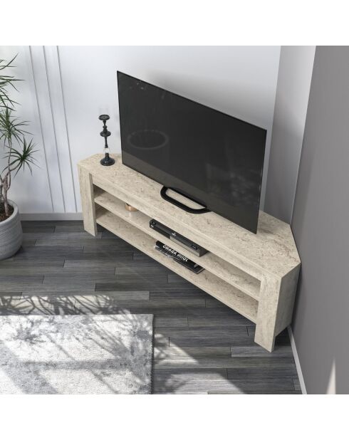 Meuble TV Coin travertin - 120x40x30 cm