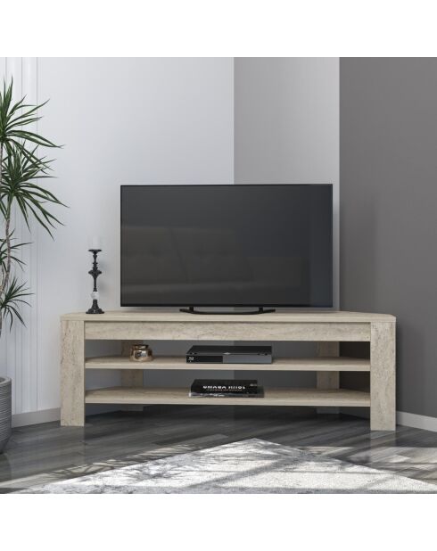 Meuble TV Coin travertin - 120x40x30 cm