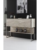 Luxe woonkamermeubelset van travertijn/zilver - 180x30x47 cm