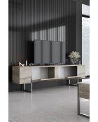 Luxe woonkamermeubelset van travertijn/zilver - 180x30x47 cm