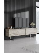 Luxe woonkamermeubelset van travertijn/zilver - 180x30x47 cm