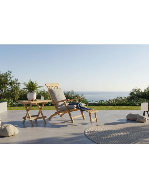 Poltrona lounge con poggiapiedi 4 posizioni reclinabili naturali - 58,5x149x87 cm