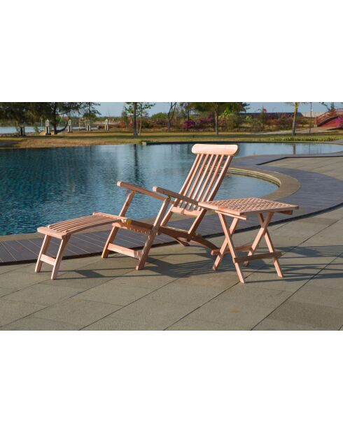 Poltrona lounge con poggiapiedi 4 posizioni reclinabili naturali - 58,5x149x87 cm