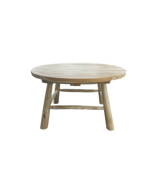 Mesita redonda natural de teca - 80x80x41 cm