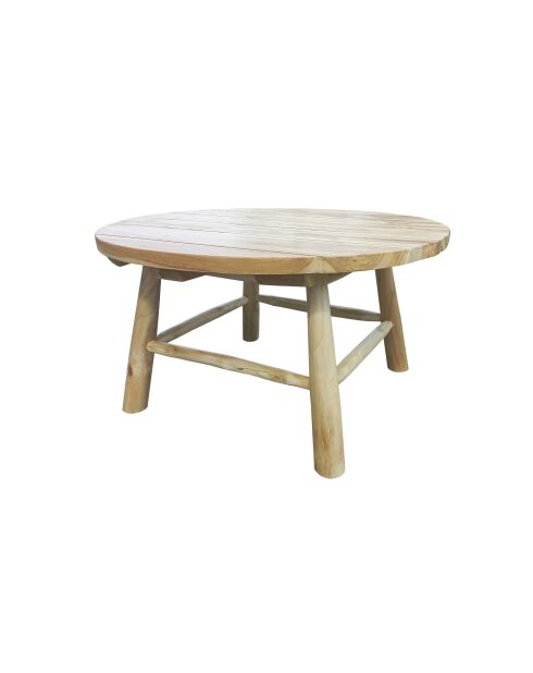 Mesita redonda natural de teca - 80x80x41 cm