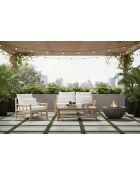 Poltrona in teak con 2 cuscini bianchi - 90x90x80 cm