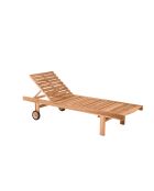 Lettino da giardino con testa regolabile 2 ruote naturale - 65x200x36 cm