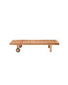 Lettino da giardino con testa regolabile 2 ruote naturale - 65x200x36 cm