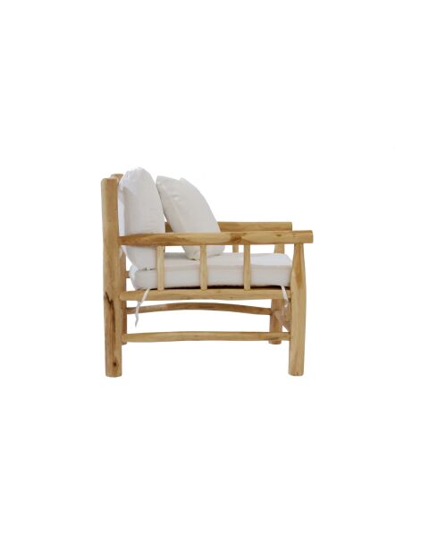 Canapé en Teck avec 4 coussins blanc - 180x90x80 cm