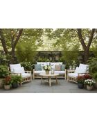 Canapé en Teck avec 4 coussins blanc - 180x90x80 cm