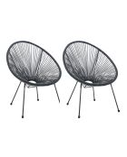 2 sillas de ratán negras - 73x73x88 cm