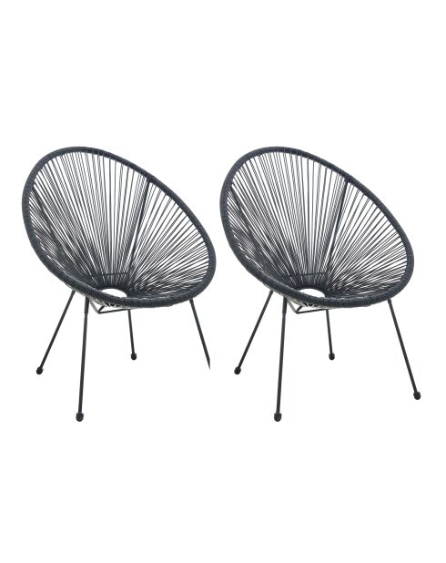 2 sedie nere in rattan - 73x73x88 cm