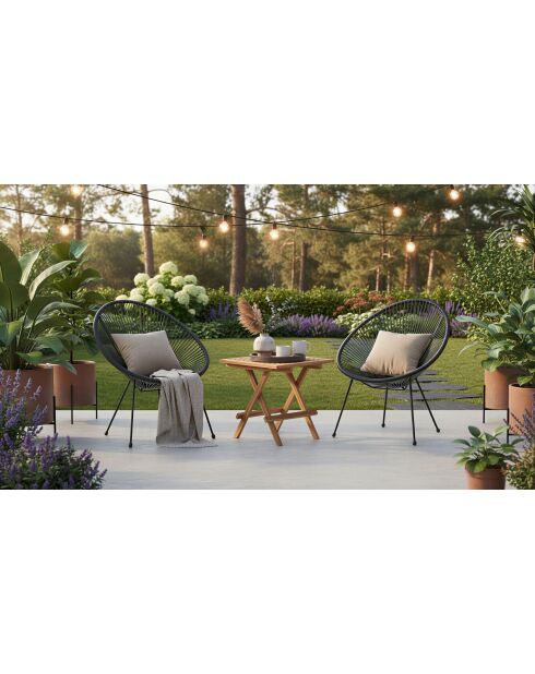 2 sedie nere in rattan - 73x73x88 cm