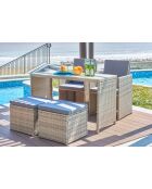 4-Sitzer-Essgruppe mit naturgrauem Kissen