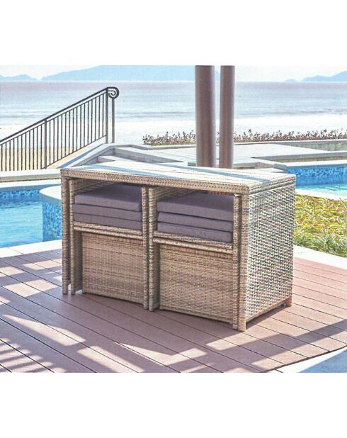 4-Sitzer-Essgruppe mit naturgrauem Kissen