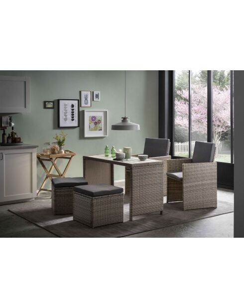 4-Sitzer-Essgruppe mit naturgrauem Kissen