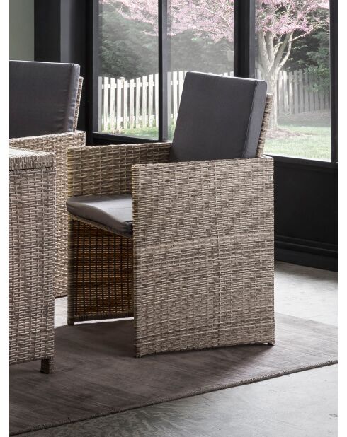 4-Sitzer-Essgruppe mit naturgrauem Kissen