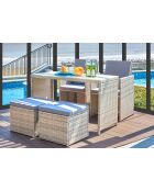 4-Sitzer-Essgruppe mit naturgrauem Kissen