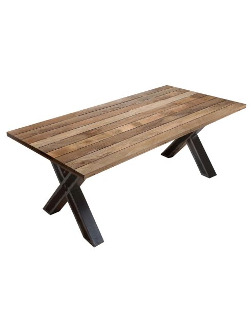 Tisch mit natürlicher Oberfläche aus Mangoholz, antikes schwarzes Gestell - 180x100x77 cm