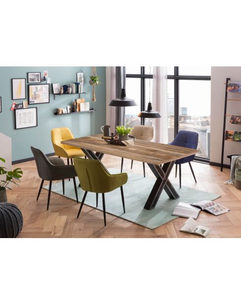 Tisch mit natürlicher Oberfläche aus Mangoholz, antikes schwarzes Gestell - 180x100x77 cm