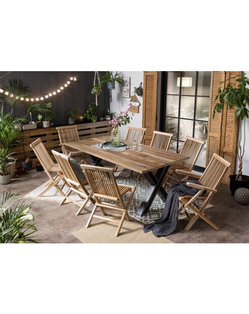 Tisch mit natürlicher Oberfläche aus Mangoholz, antikes schwarzes Gestell - 180x100x77 cm