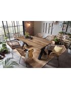 Tisch mit natürlicher Oberfläche aus Mangoholz, antikes schwarzes Gestell - 180x100x77 cm