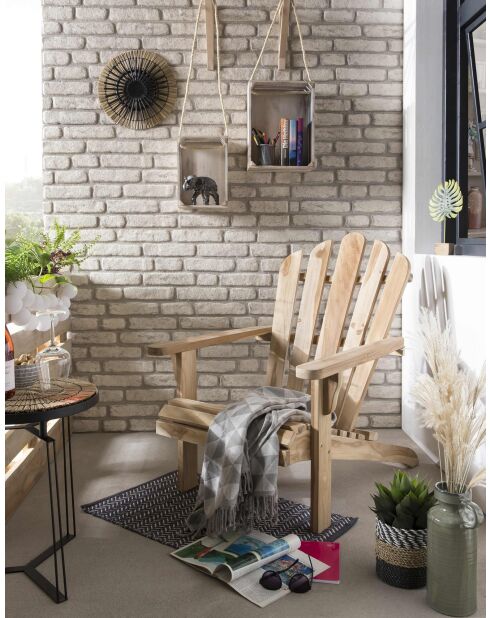 Teakhouten tuinfauteuil, natuurlijke adirondack-stoel - 57x73x104 cm