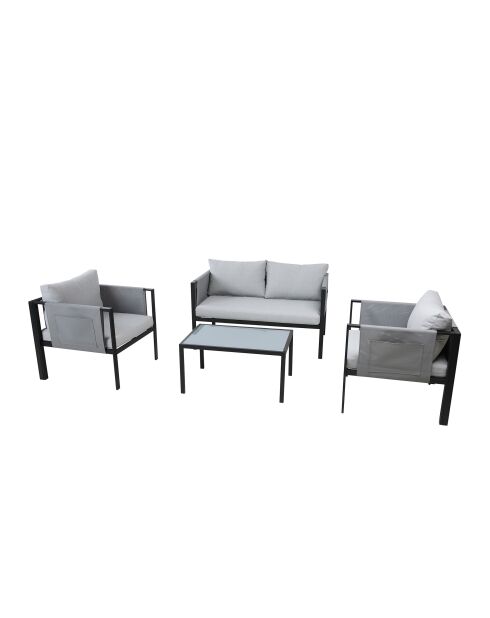 Mueble de jardín 4 plazas gris negro