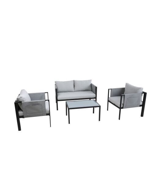 Mueble de jardín 4 plazas gris negro