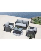 Salon de jardin 4 places gris noir