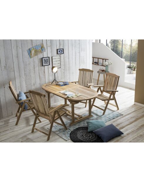 Opvouwbare tuinfauteuil met natuurlijke verstelbare rugleuning - 57x73x104 cm