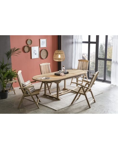 Opvouwbare tuinfauteuil met natuurlijke verstelbare rugleuning - 57x73x104 cm