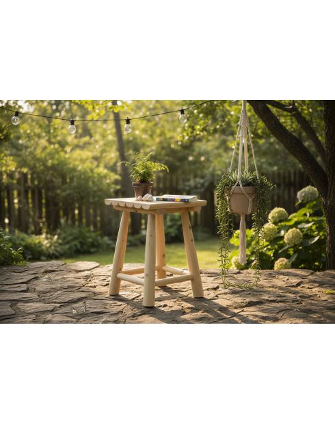 Hocker aus Teakholz mit natürlicher quadratischer Sitzfläche - 30x30x45 cm