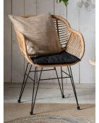 Natürliches 2-Sitzer-Gartenset, schwarze Kissen