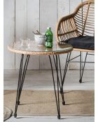 Natürliches 2-Sitzer-Gartenset, schwarze Kissen