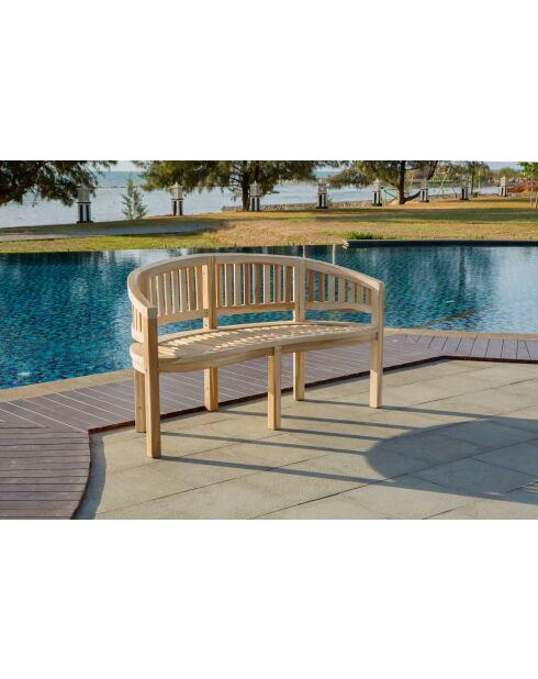 Tuinbank in de vorm van een banaan 150 cm Teakhout 2 zitplaatsen naturel - 150x61x87 cm