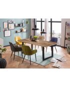 Tisch mit natürlicher Oberfläche aus Mangoholz, antikes schwarzes Gestell - 180x100x77 cm