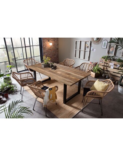 Tisch mit natürlicher Oberfläche aus Mangoholz, antikes schwarzes Gestell - 180x100x77 cm