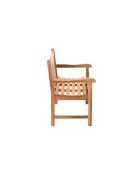 2-zits teakhouten tuinbank met bruine rugleuning en armleuningen - 120x63x92 cm