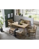 2-zits teakhouten tuinbank met bruine rugleuning en armleuningen - 120x63x92 cm