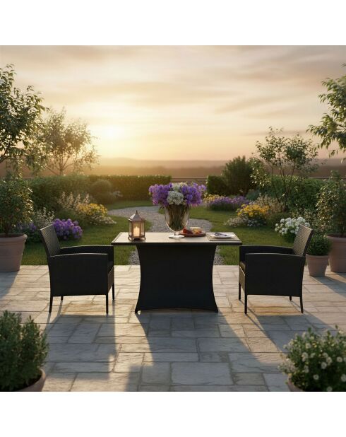 Schwarze 2-Sitzer-Essgruppe