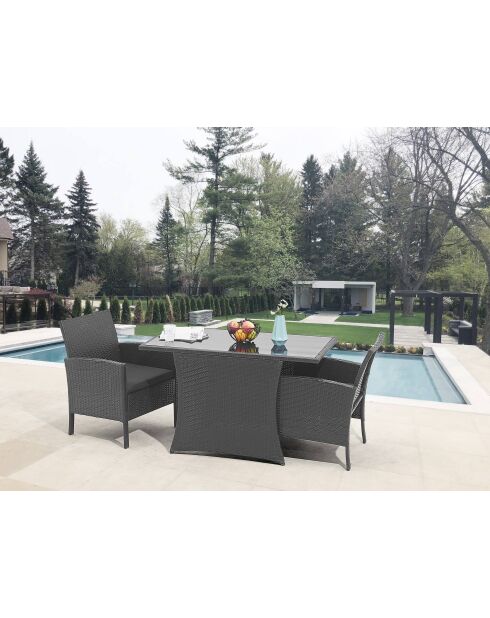 Schwarze 2-Sitzer-Essgruppe