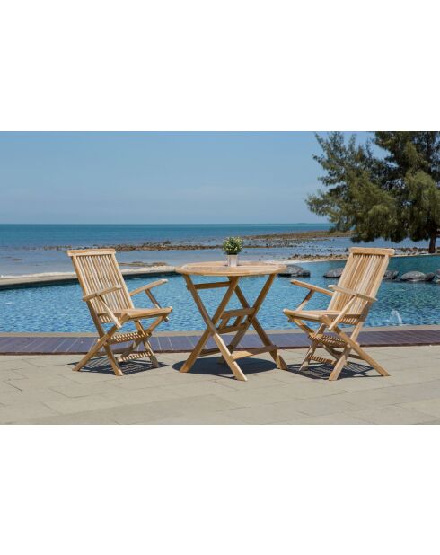 Natuurlijke ronde teakhouten tuintafel -80x80x75 cm