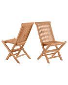 2 Chaise de jardin teck pliable naturel - 47x57x89 cm