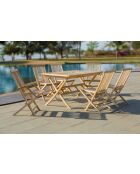 2 Chaise de jardin teck pliable naturel - 47x57x89 cm