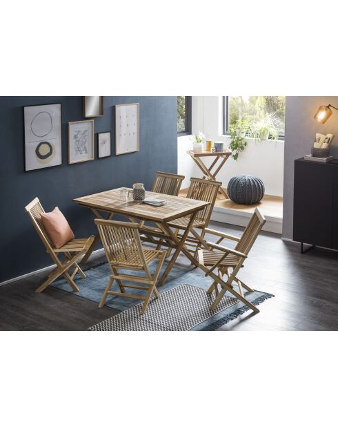 2 Chaise de jardin teck pliable naturel - 47x57x89 cm