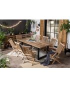 2 Chaise de jardin teck pliable naturel - 47x57x89 cm