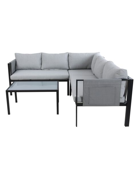 Graues schwarzes Eckgartenmöbel für 6 Personen