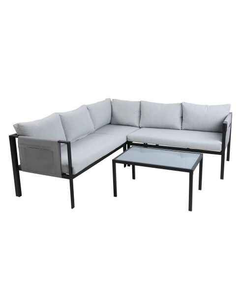Graues schwarzes Eckgartenmöbel für 6 Personen