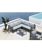 Graues schwarzes Eckgartenmöbel für 6 Personen